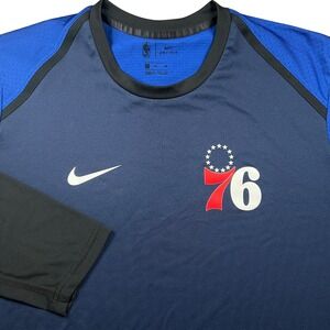 Nike Philadelphia 76ers Hyper Elite Shooting Shirt XL Blue Long Sleeve NBA Gear